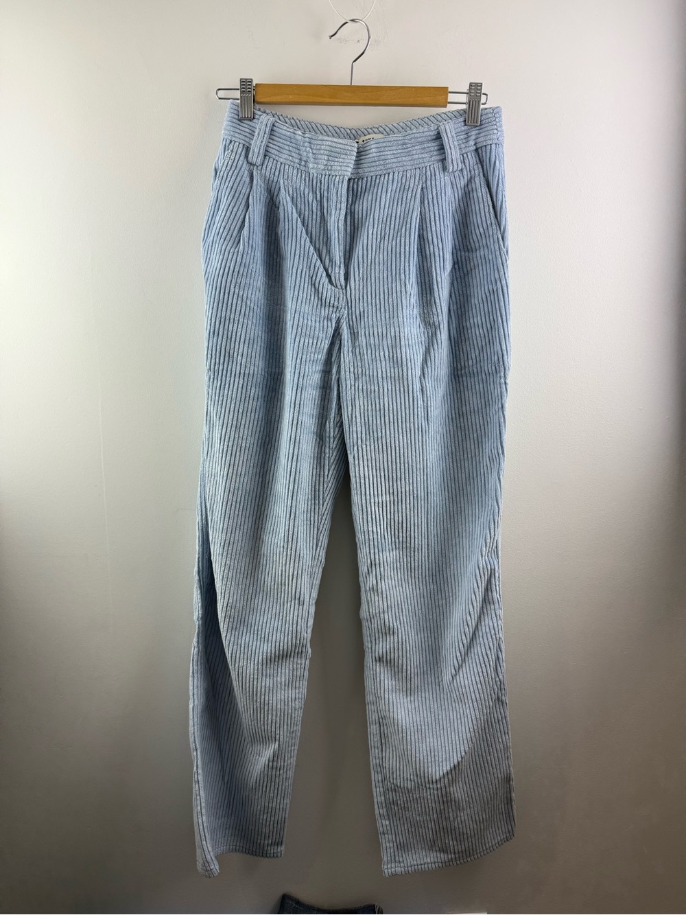 Aritzia Sunday Best Harvey Corduroy Pleated Pants Light Blue High Rise Size 0